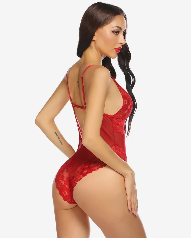 Snap Crotch Lace Teddy One Piece