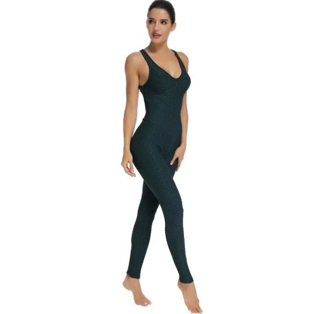 Spark One Piece Textured Cross-back Fitness Jumpsuit