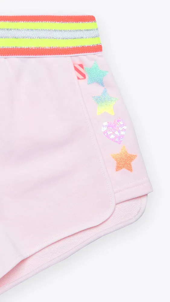 Sweatshorts with Multicolored Elastic Waist & Stars