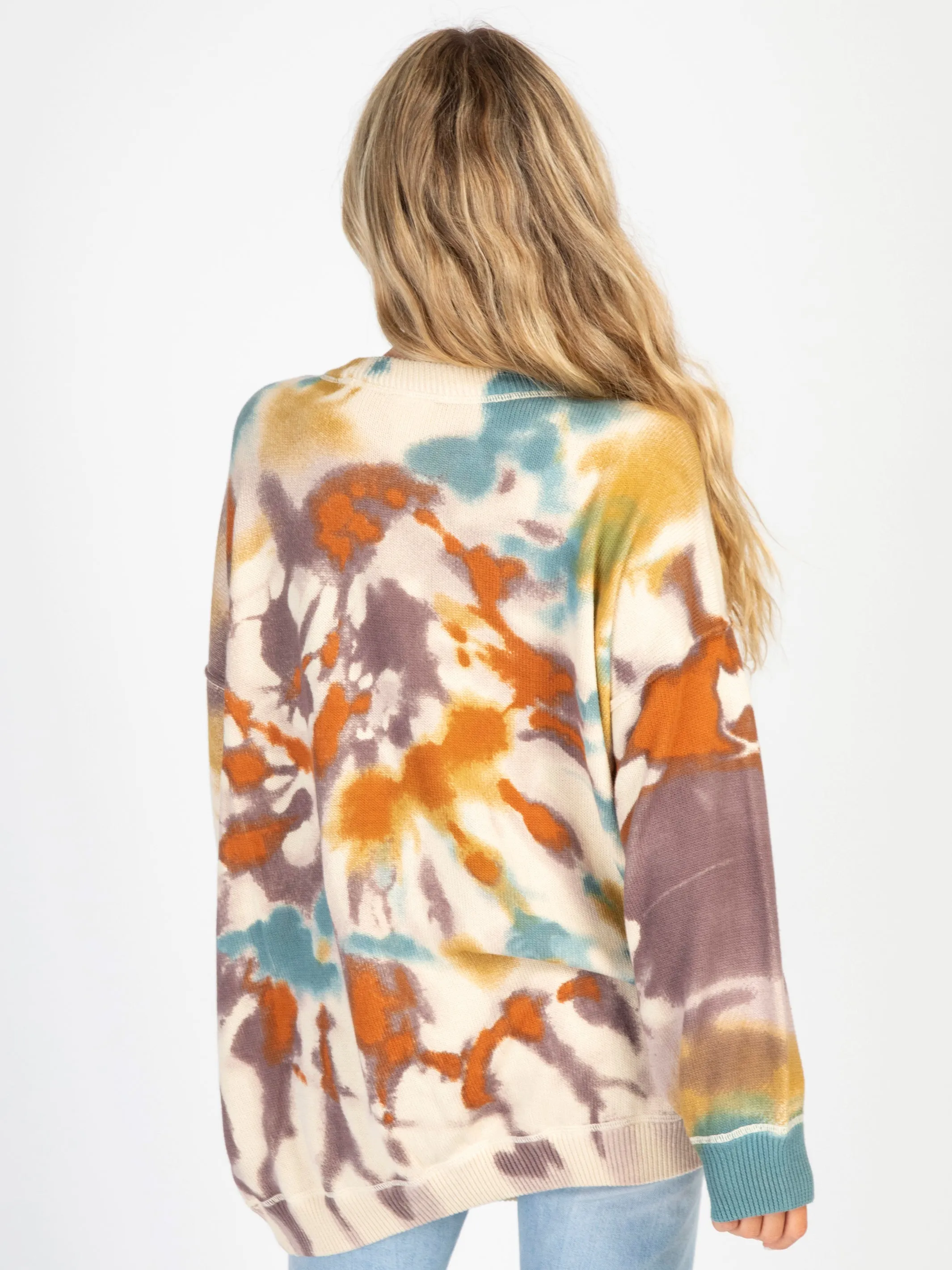 Taylor Oversized Cotton Sweater - Sunset Tie-Dye