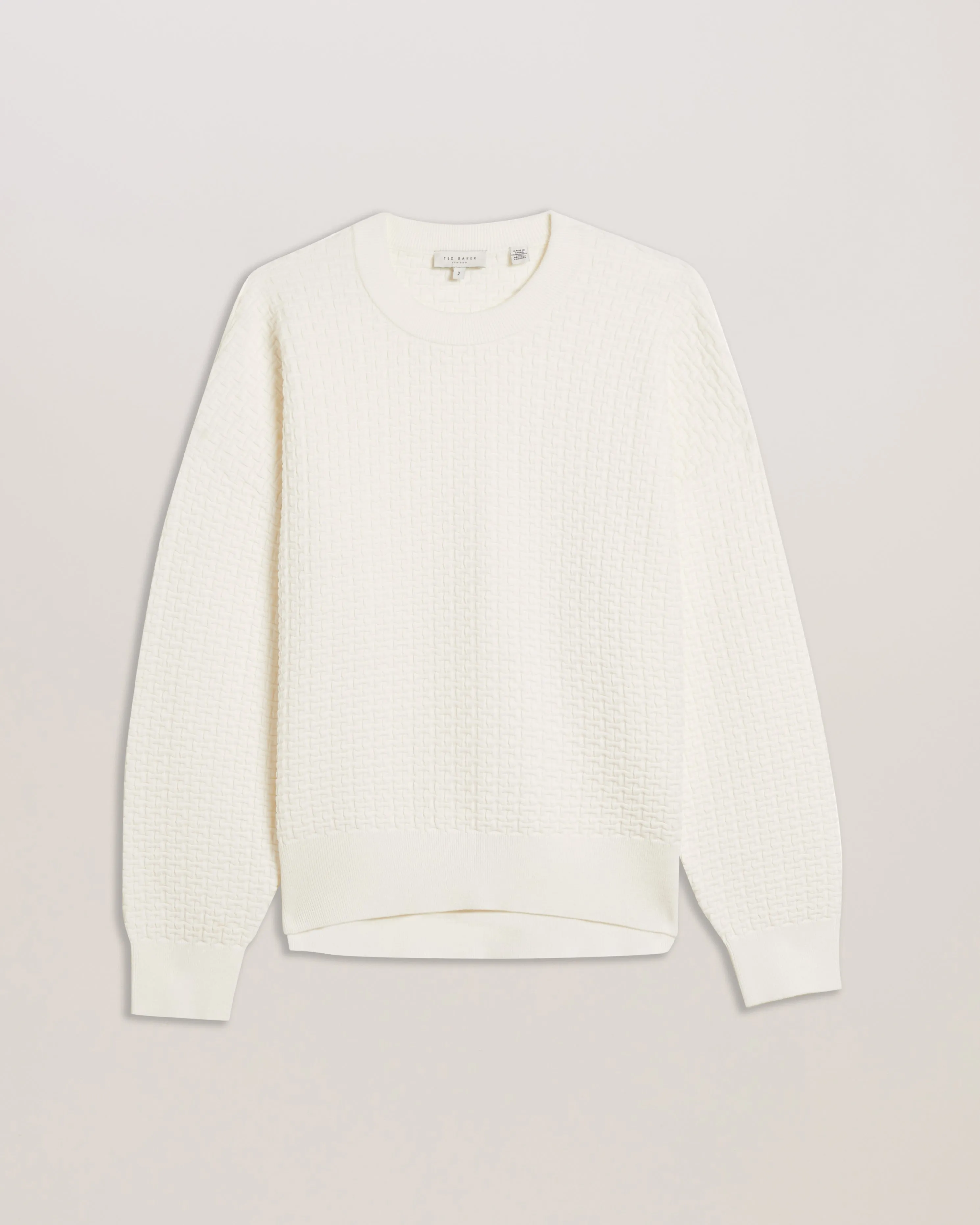 Tedtyy Jacquard Knitted Crew Neck Sweater Ivory