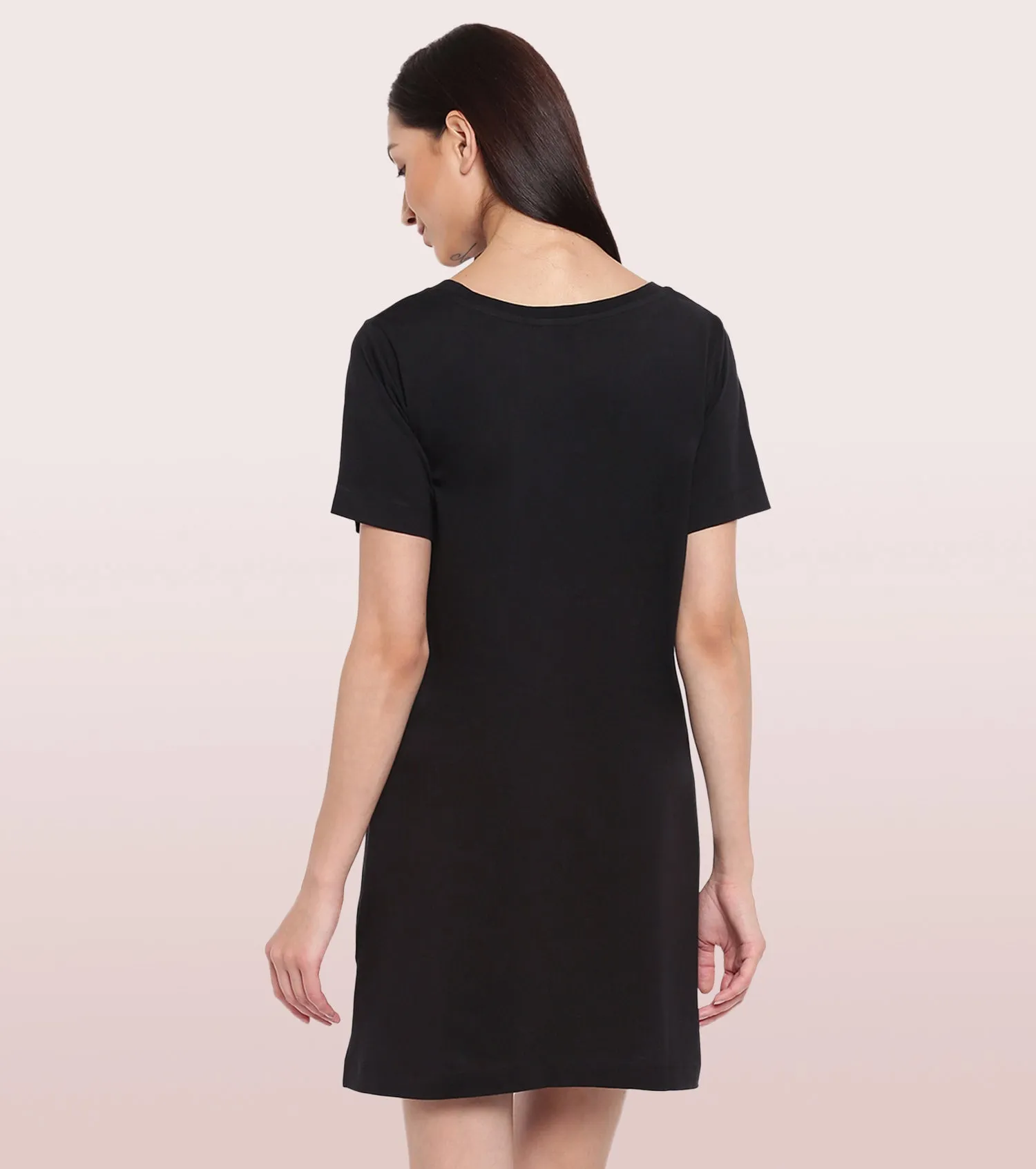 Tunic Tee – Solid | Short Sleeve Tunic Tee With Side Slit & Mindful Graphic