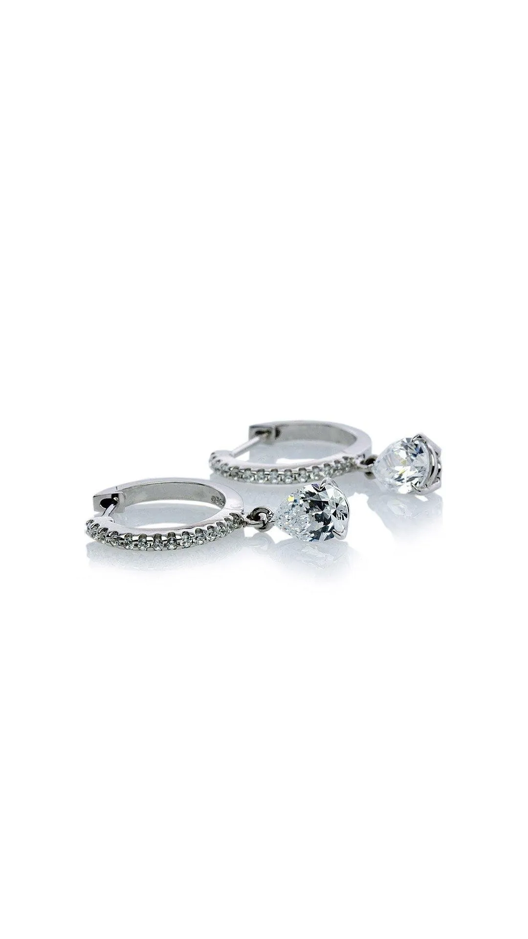 Walton Pear Microset Hoops in White Gold