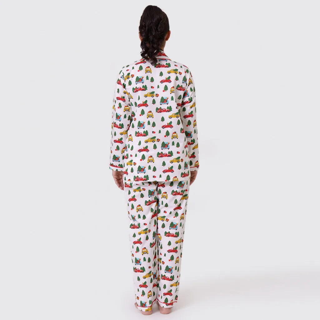 Women Christmas Trucks Pajama Set