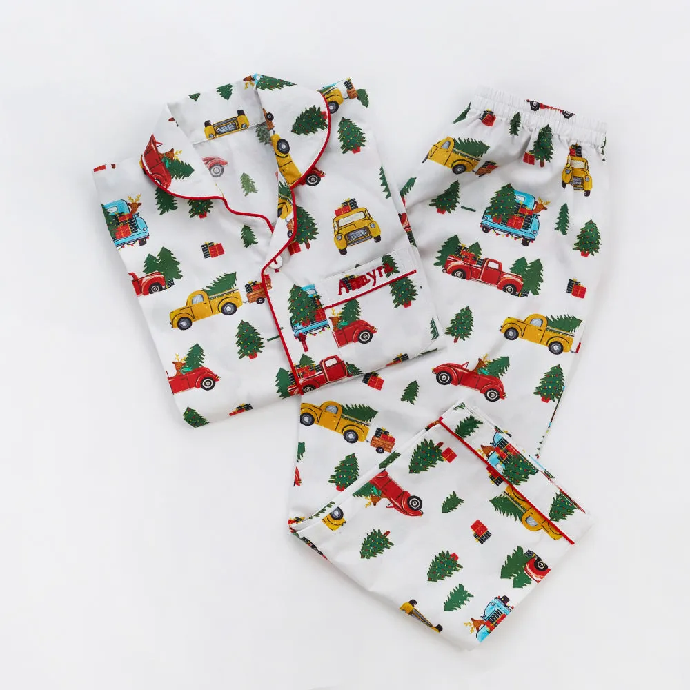 Women Christmas Trucks Pajama Set