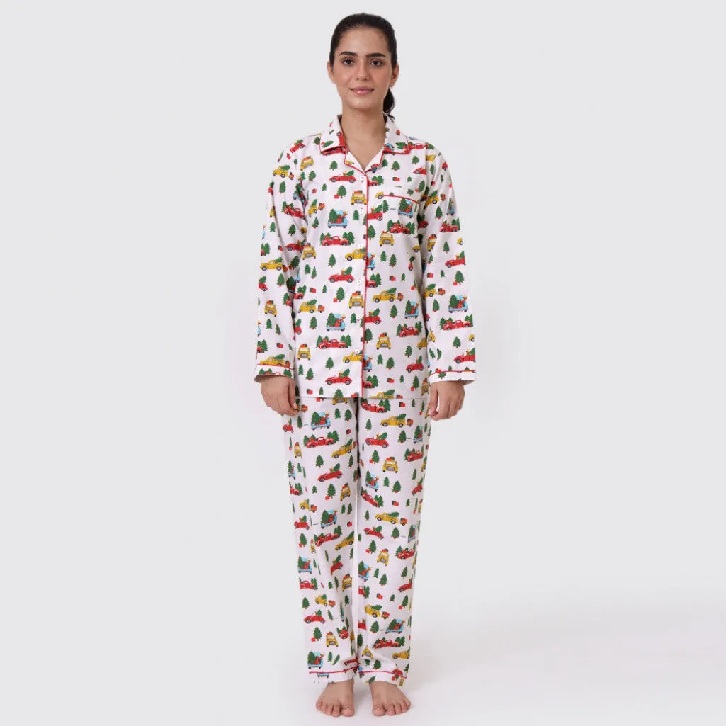 Women Christmas Trucks Pajama Set