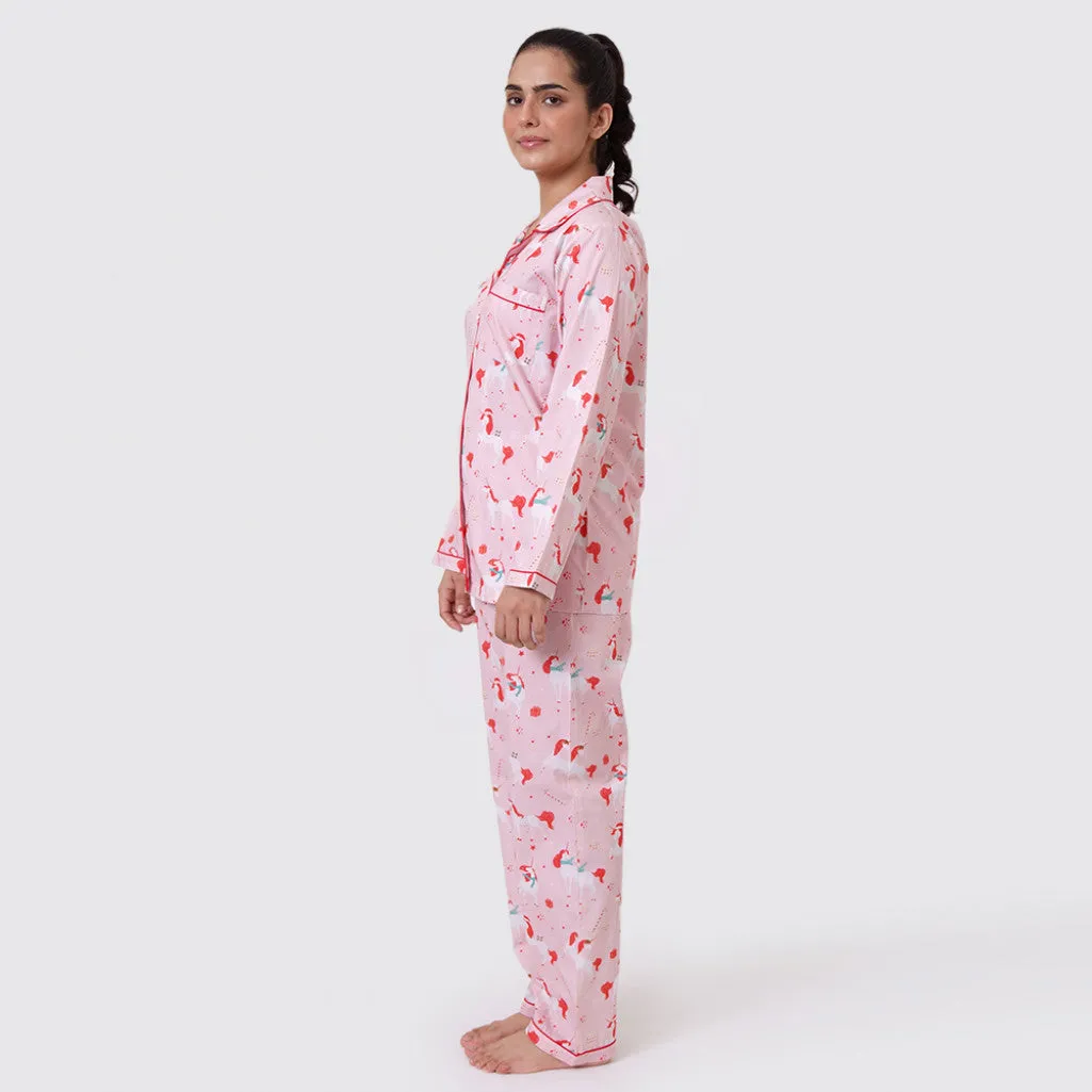 Women Christmas Unicorn Pajama Set